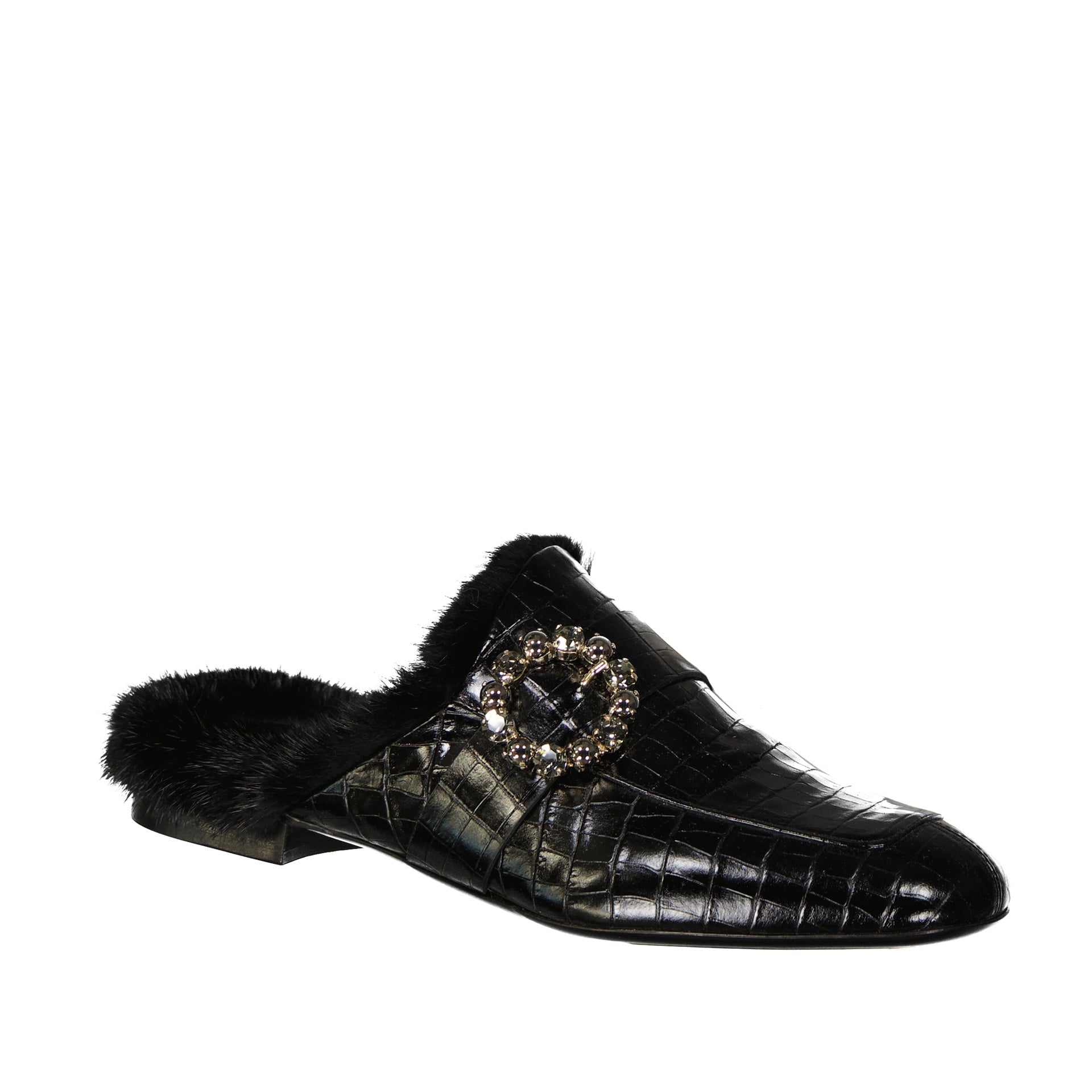 Eleventy Leather Fur Mules Women ELEVENTY