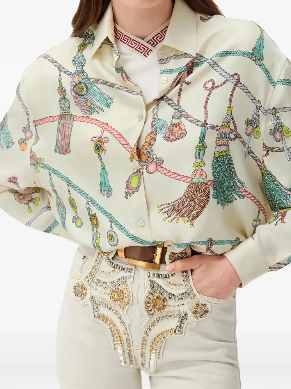 Versace Women Silk Twill Print Shirt VERSACE