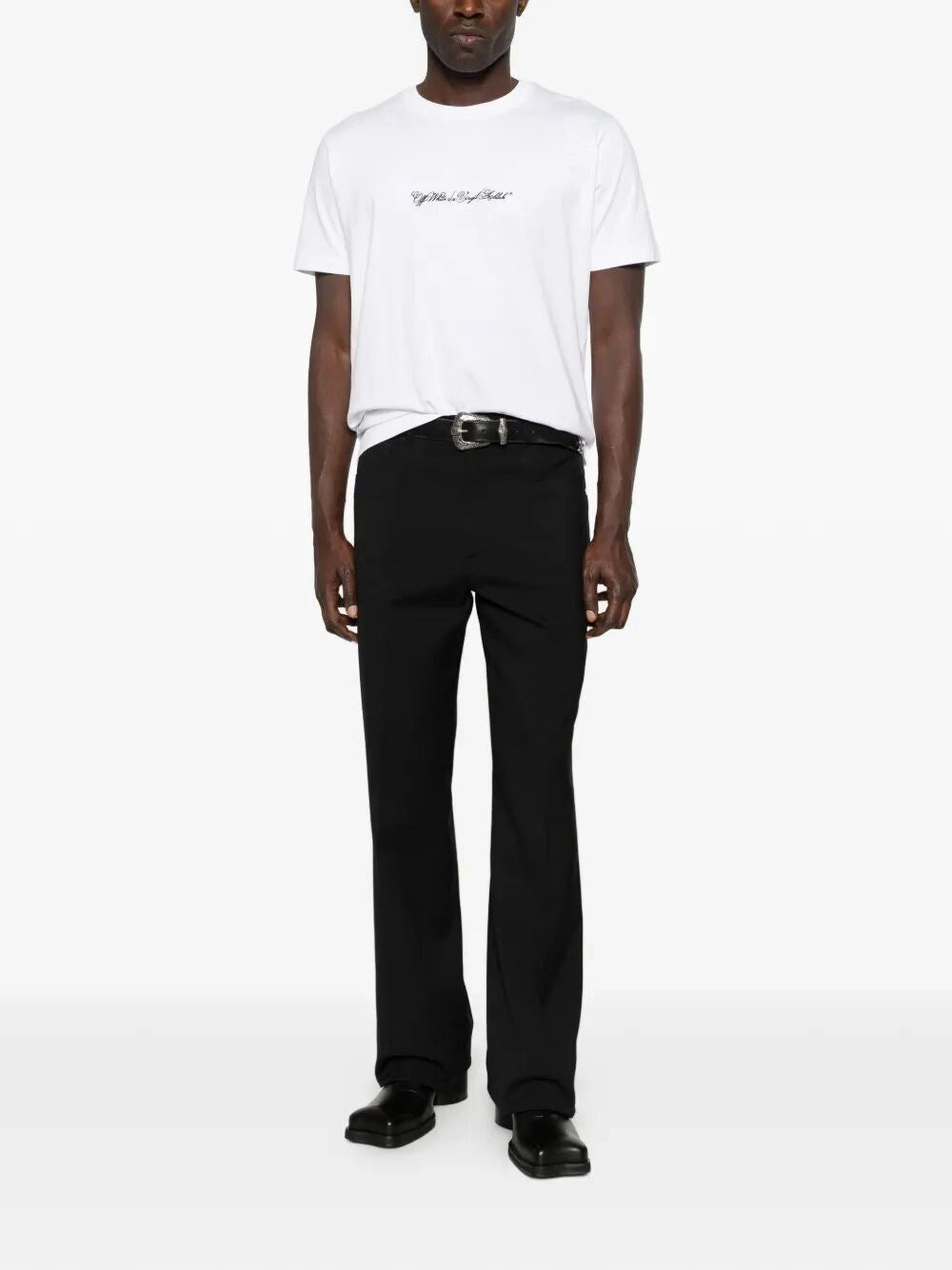 Off White Men `Script Arrow` Short Sleeve Slim T-Shirt OFF-WHITE