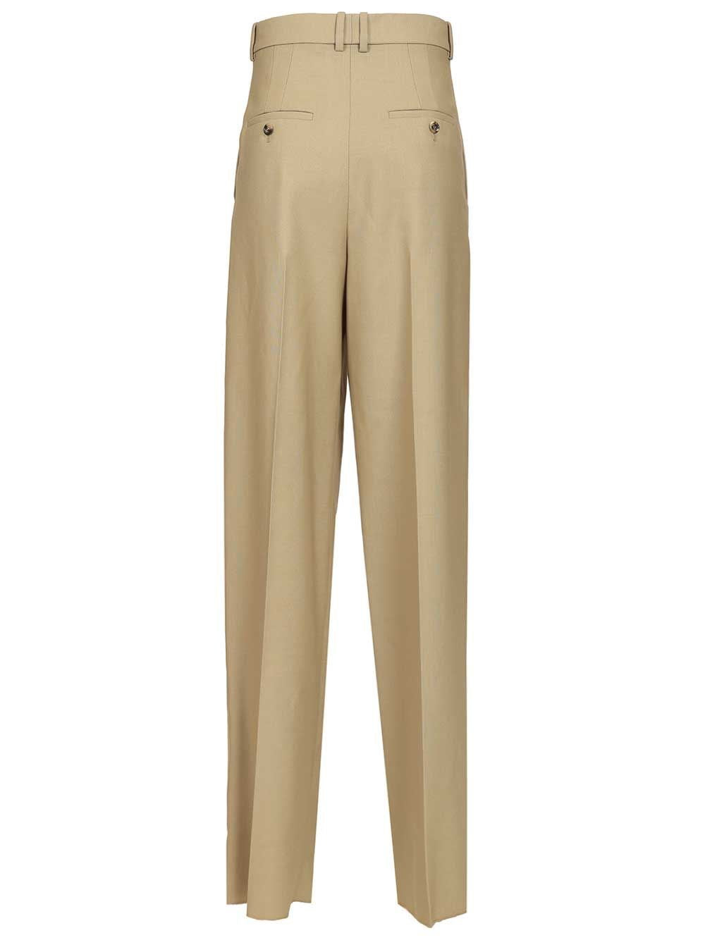 Saint Laurent Women Wool And Silk Canvas Trousers SAINT LAURENT