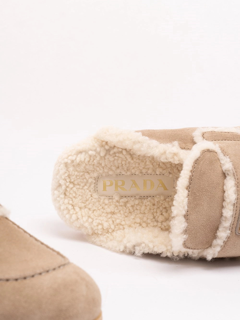 Prada Women Suede And Shearling Mules