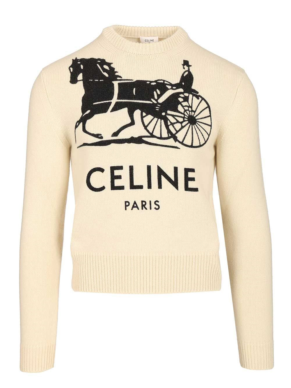 Celine Men Slim-Fit Logo-Intarsia Cashmere Sweater CELINE