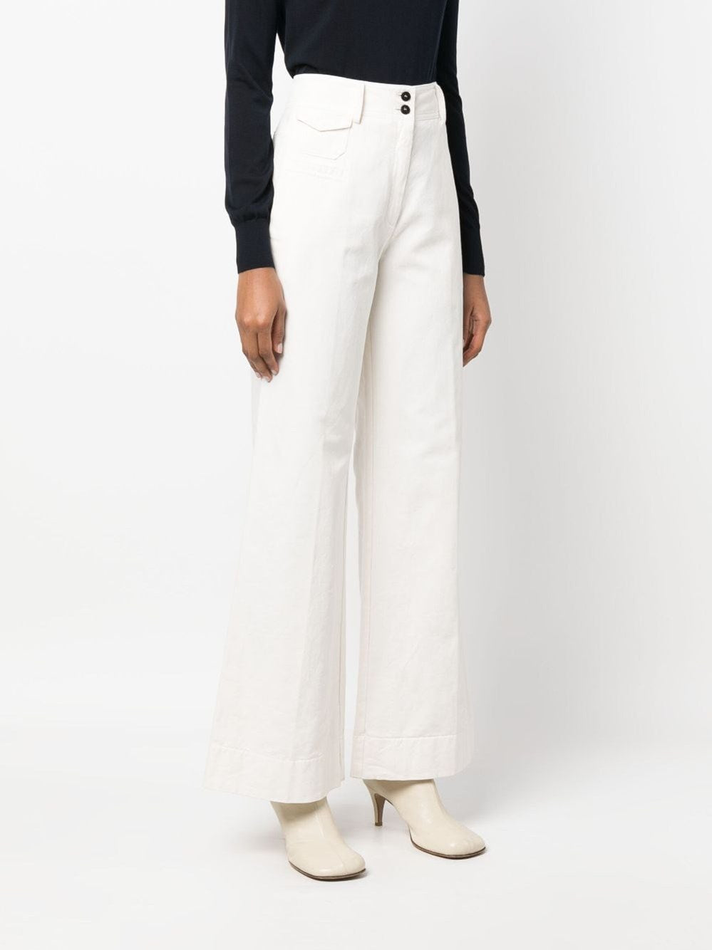 Forte_Forte Women White Wide Leg Trousers FORTE FORTE