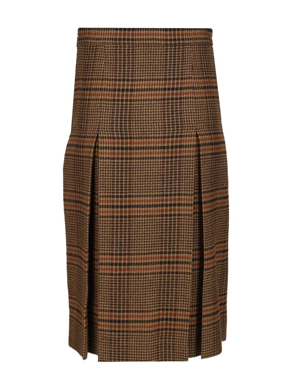 Saint Laurent Women Prince Of Wales Midi Skirt SAINT LAURENT