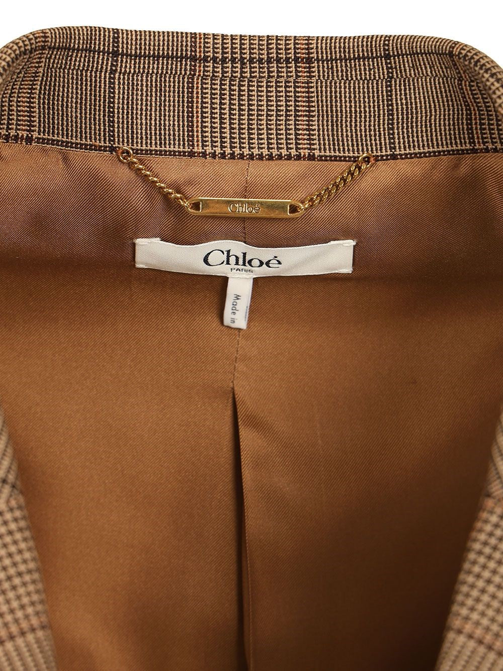 Chloe' Women Tailored Double-Breasted Checked Wool Jacket CHLOE