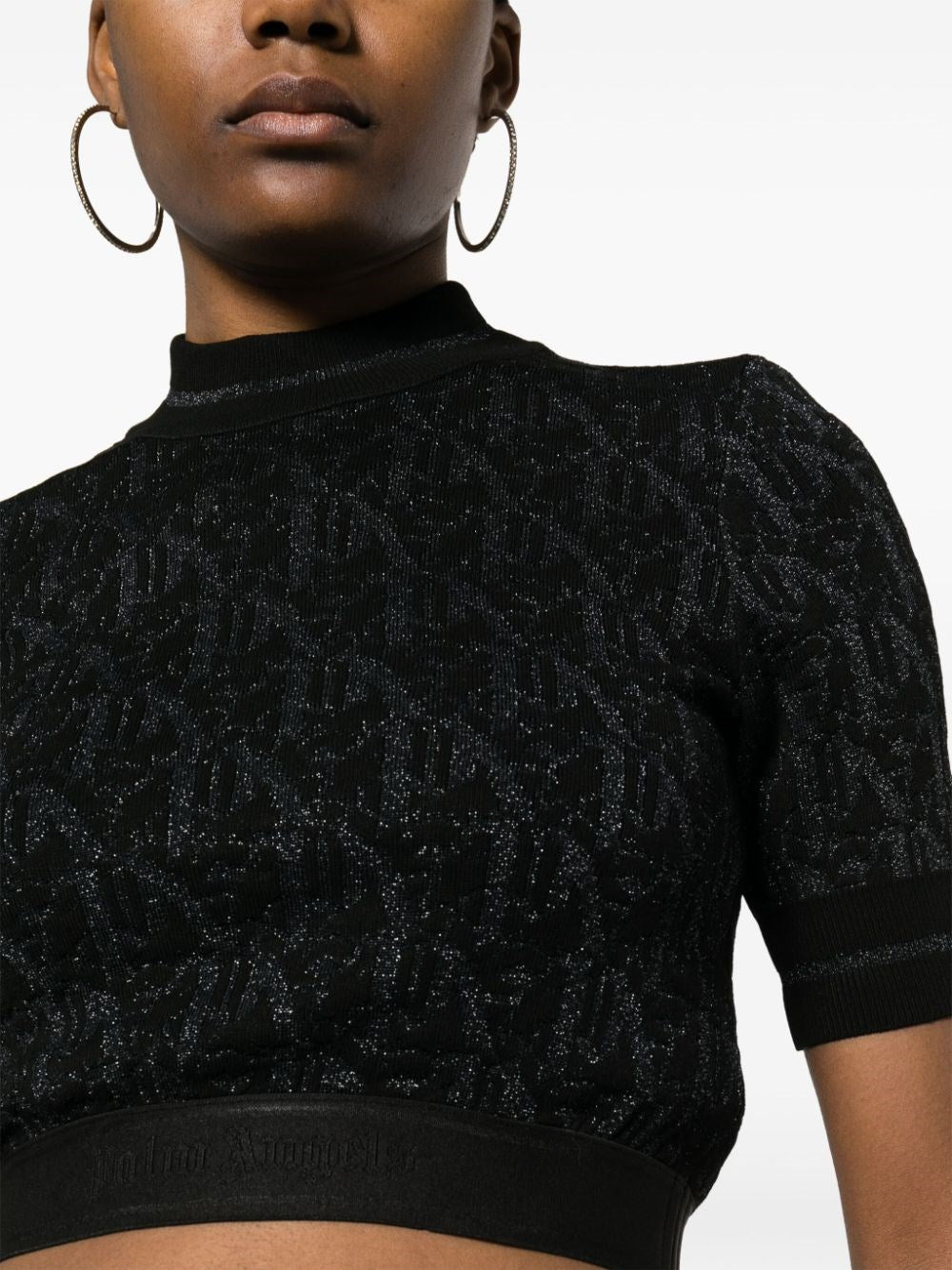 Palm Angels Women Lurex Knit Top With Monogram PALM ANGELS