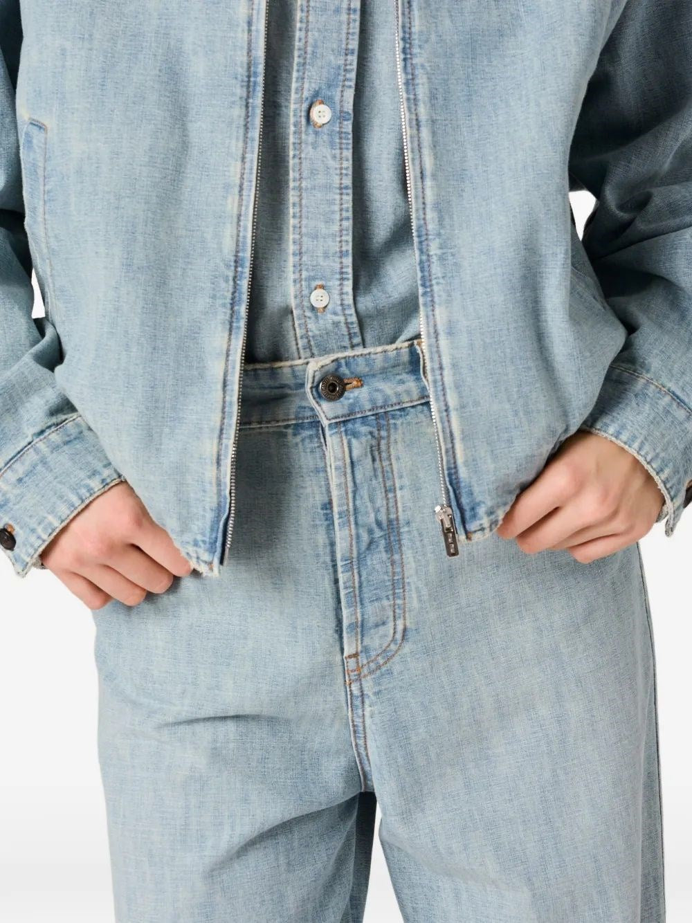 Miu Miu Women Chambray Denim Trousers MIU MIU