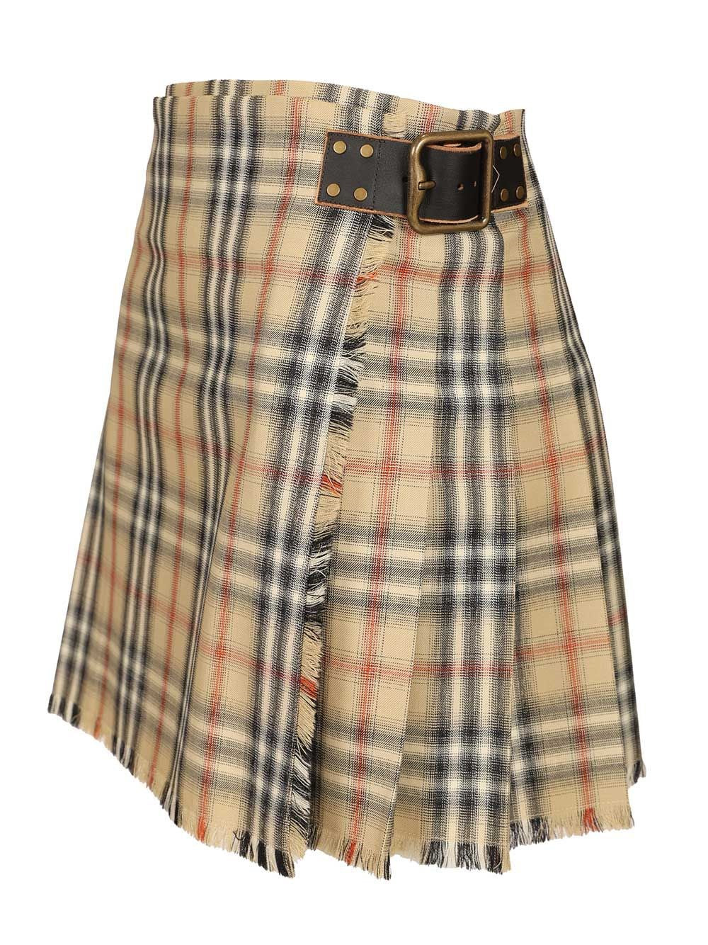 Burberry Women Mini Kilt In Check Wool BURBERRY