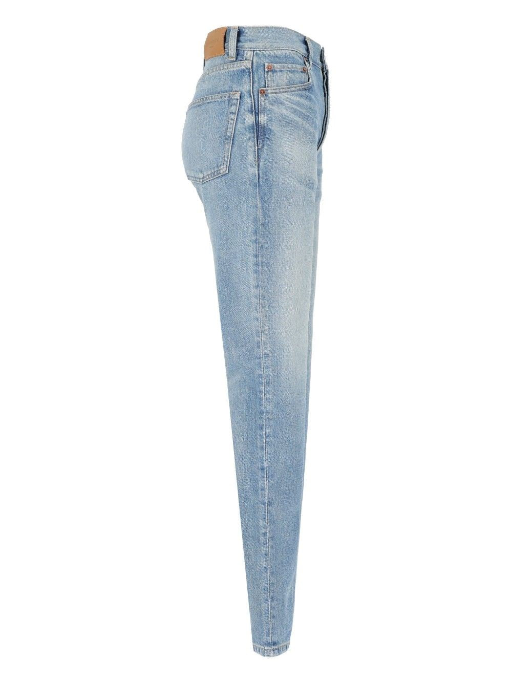 Saint Laurent Women Straight Jeans In Authentic Medium Blue Denim SAINT LAURENT
