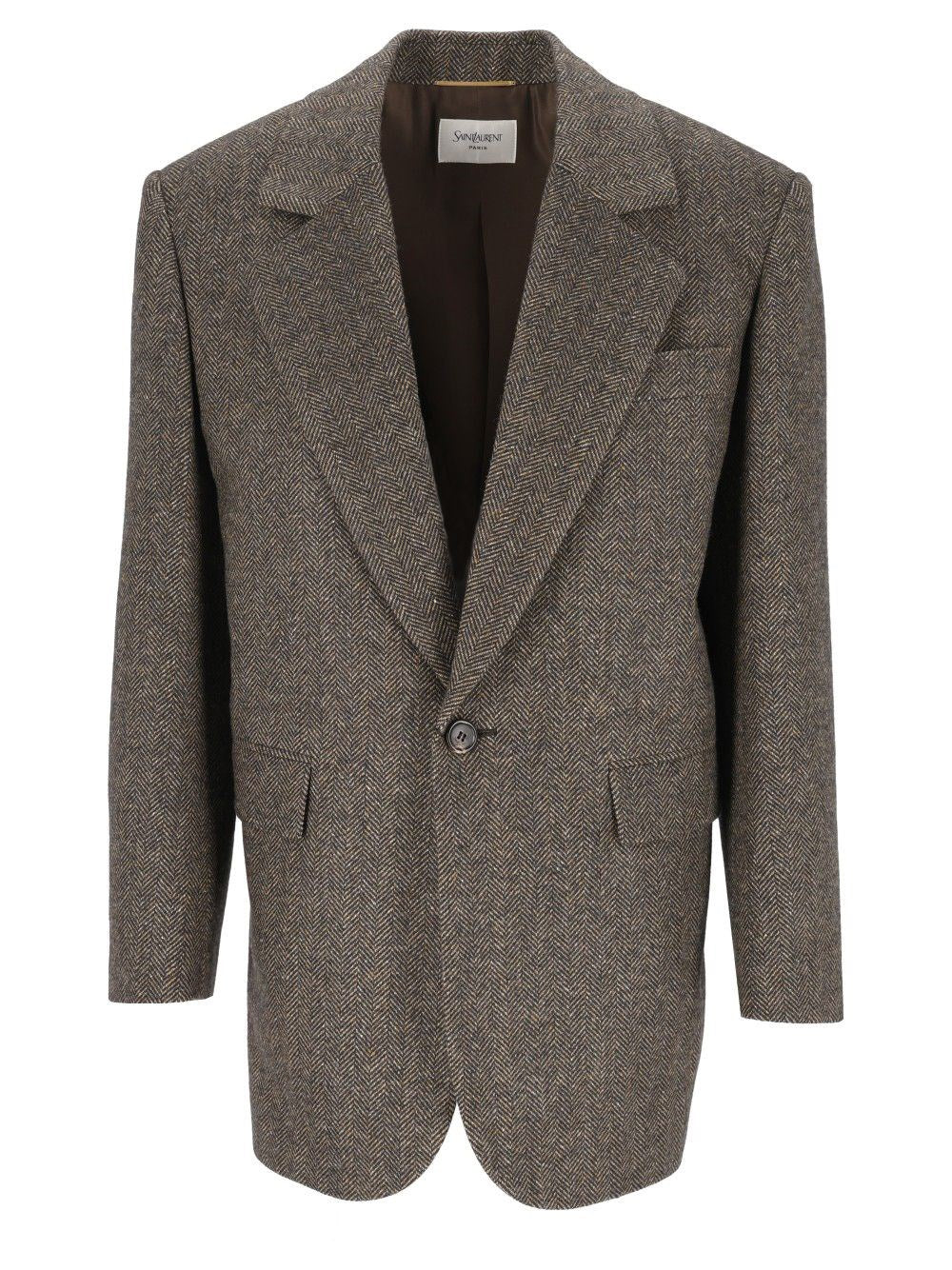 Saint Laurent Women Herringbone Wool Jacket SAINT LAURENT