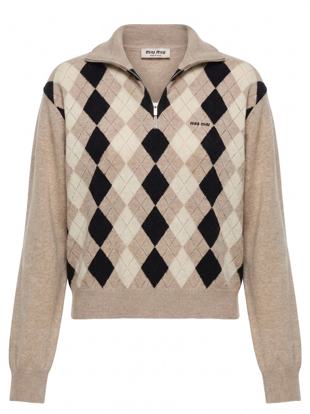 Miu Miu Women Argyle Polo-Neck Sweater MIU MIU