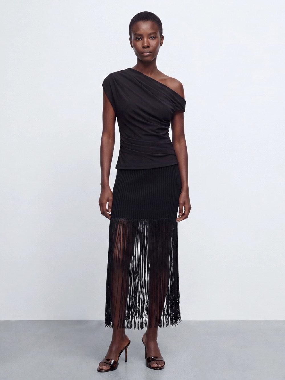 Alaïa Women Tubular Skirt With Fringes ALAIA