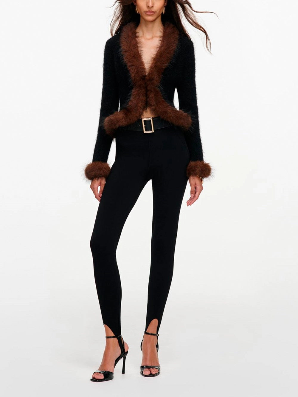 Self-Portrait Women Faux Fur Knit Cardigan SELF-PORTRAIT