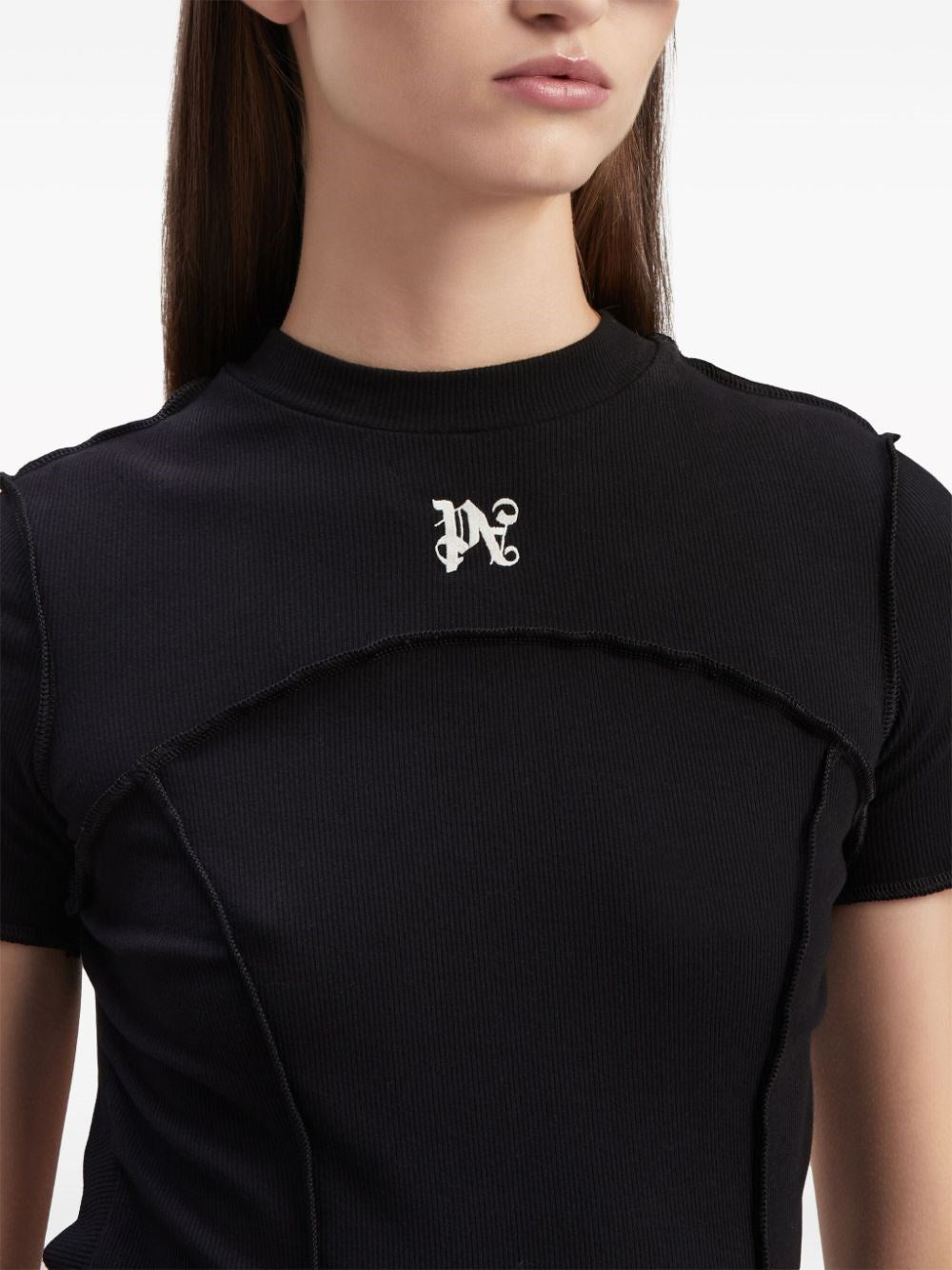Palm Angels Women Black Mini Dress With Monogram PALM ANGELS
