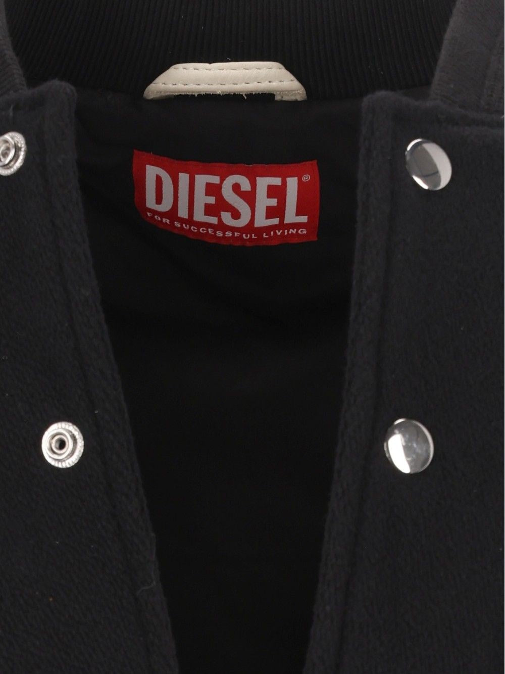 Diesel Men Wool And Leather Blend Bomber Jacket DIESEL