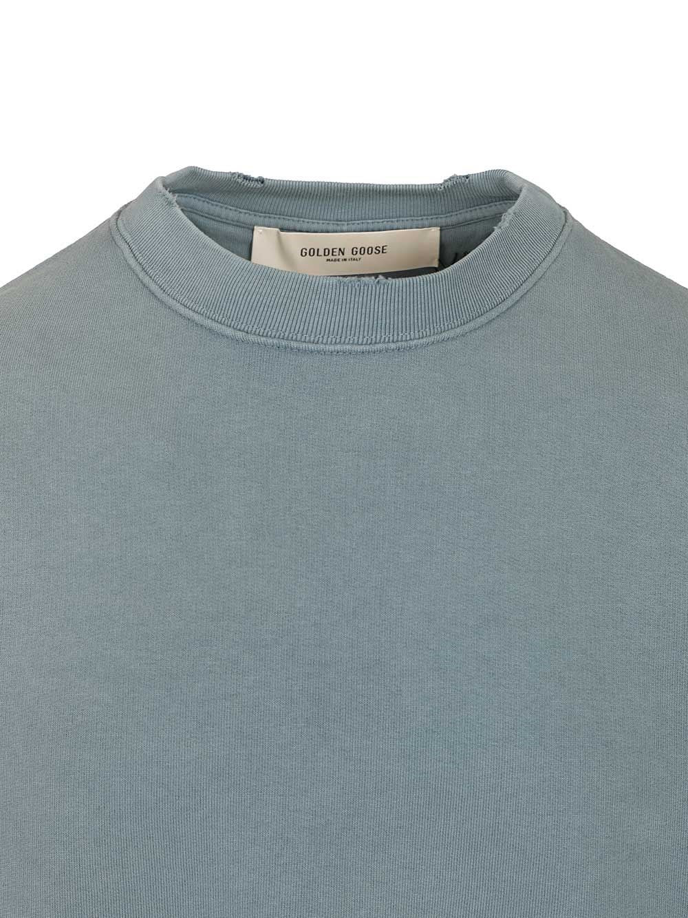 Golden Goose Men Boxi Sweatshirt Faded Cotton Fleece Logo Patch GOLDEN GOOSE