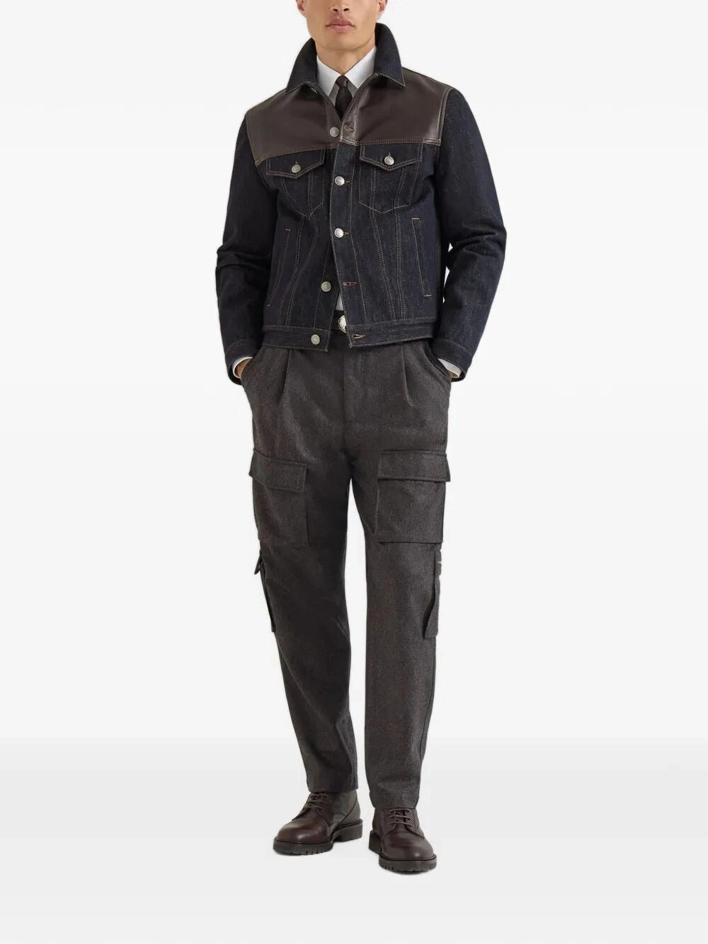 Brunello Cucinelli Men Virgin Wool Flannel Trousers With Cargo Pockets BRUNELLO CUCINELLI