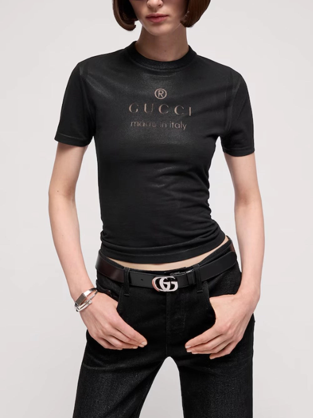 Gucci Women Jersey T-Shirt With Gg Print GUCCI