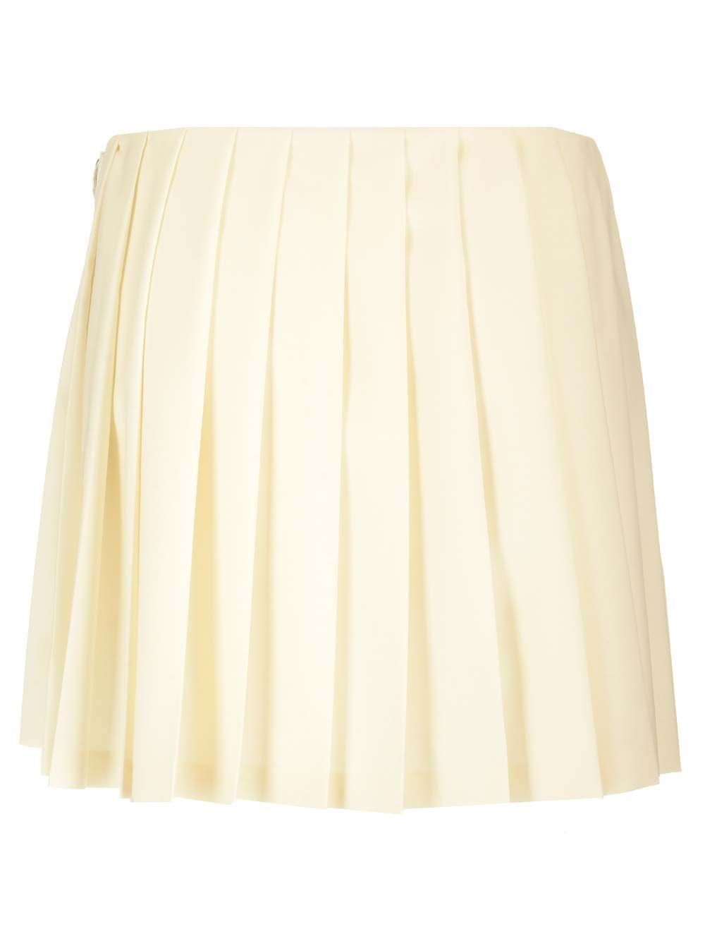 Miu Miu Women Pleated Mohair Canvas Skirt MIU MIU