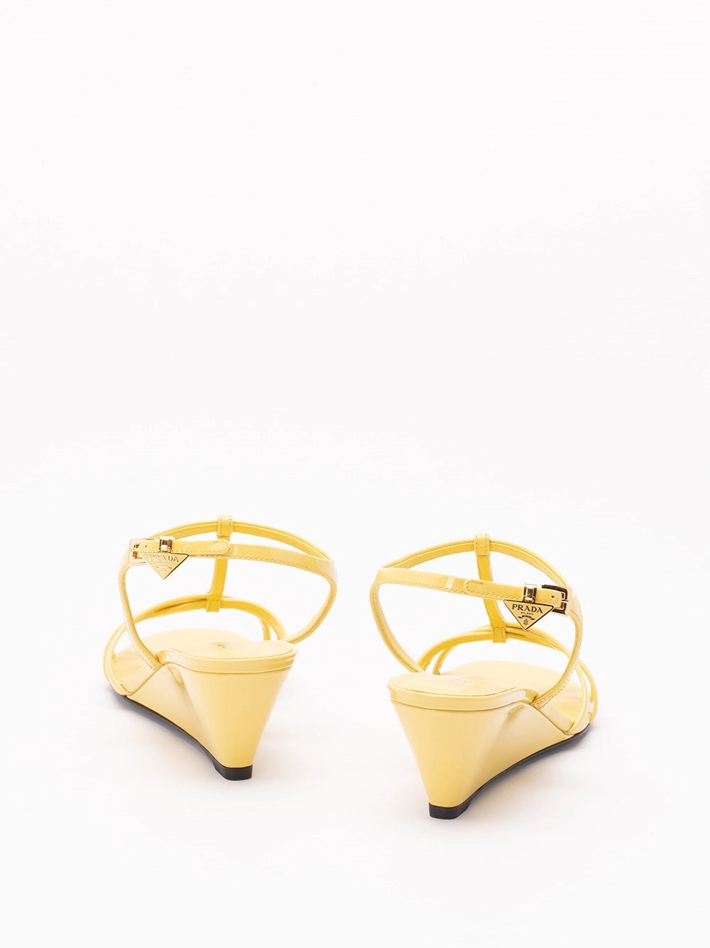 Prada Women Patent Leather Wedge Sandals PRADA
