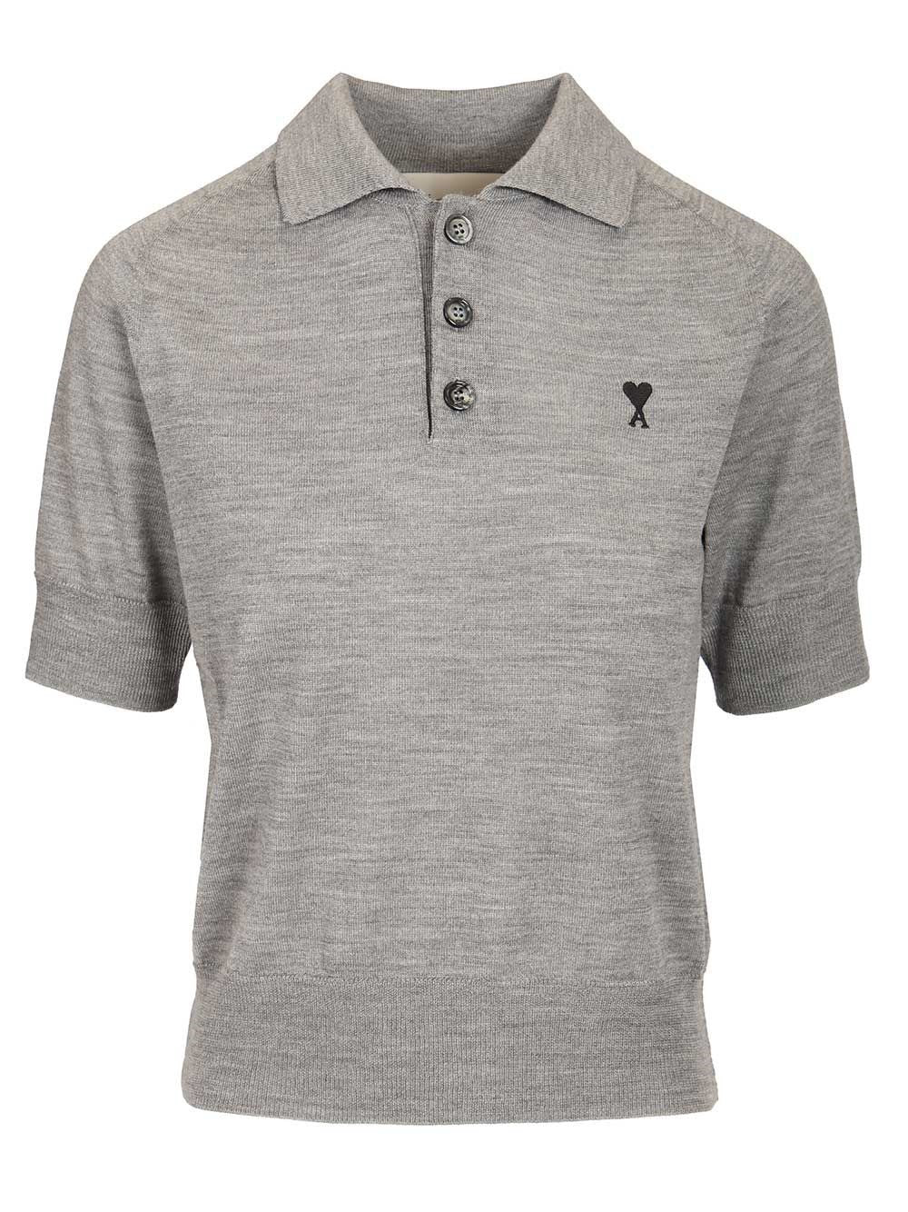 Ami Women Short-Sleeved Wool Polo Shirt AMI PARIS