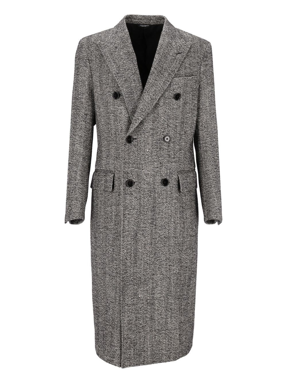 Dolce & Gabbana Men Double-Breasted Herringbone Coat DOLCE & GABBANA