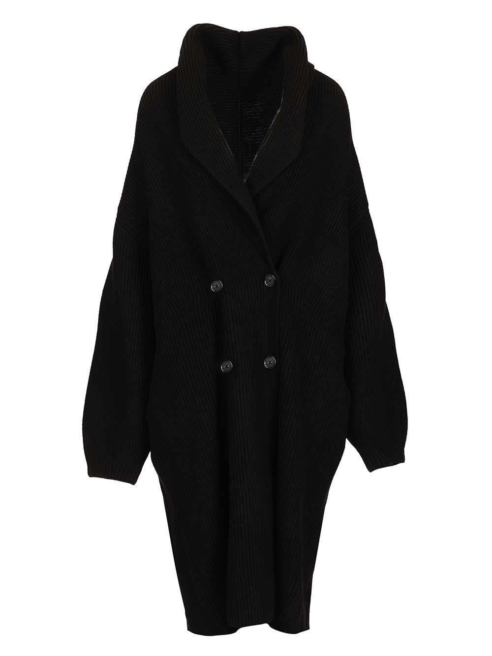 Toteme Women Long Double-Breasted Ribbed Wool Cardigan TOTEME