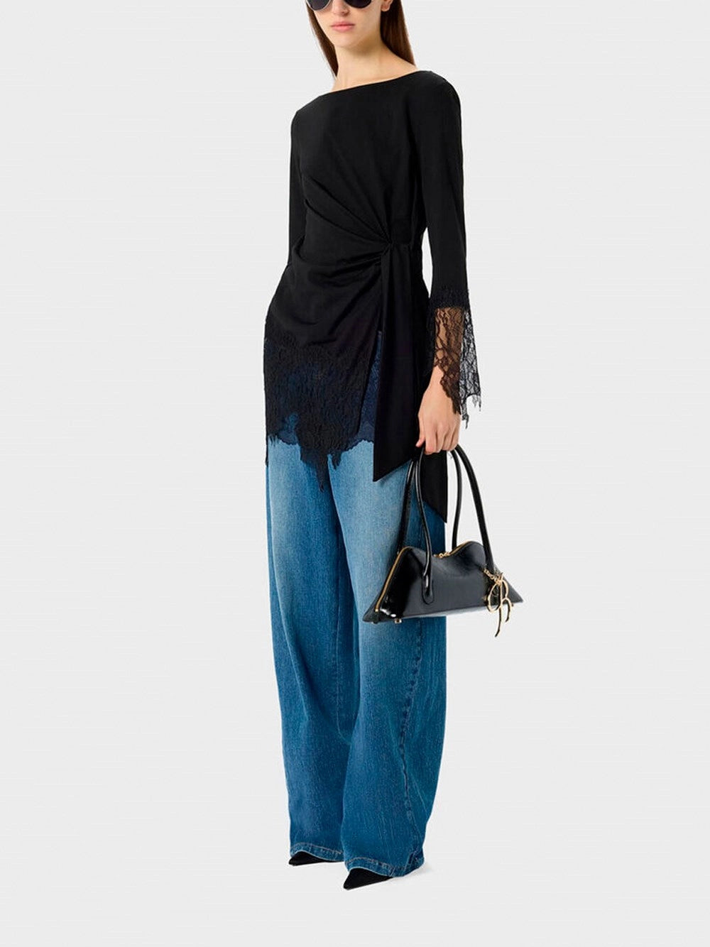 Blumarine Women Jersey Tunic With Lace Ruffles BLUMARINE