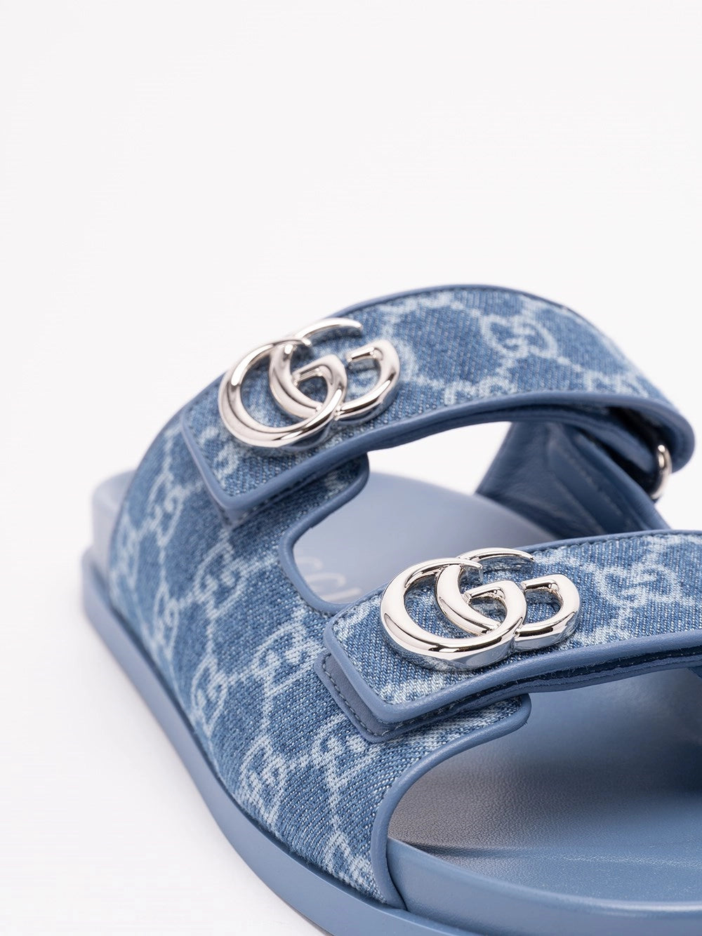 Gucci Women `Marmont` Denim Slides With `Gg` GUCCI