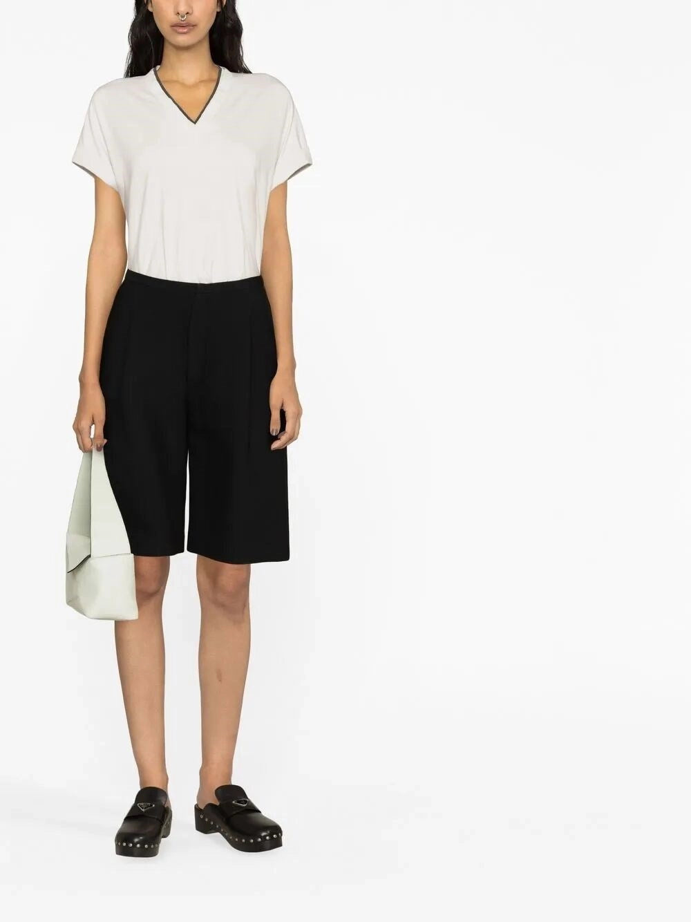 Brunello Cucinelli Women T-Shirt With `Precious` Neckline BRUNELLO CUCINELLI