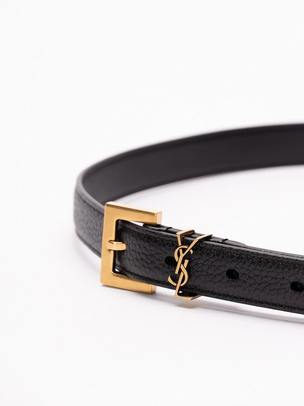 Saint Laurent Women Cassandre Thin Belt In Grained Leather SAINT LAURENT
