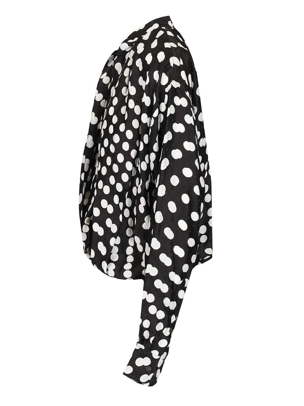 Dries Van Noten Women Polka Dot Jacquard Satin Draped Blouse DRIES VAN NOTEN