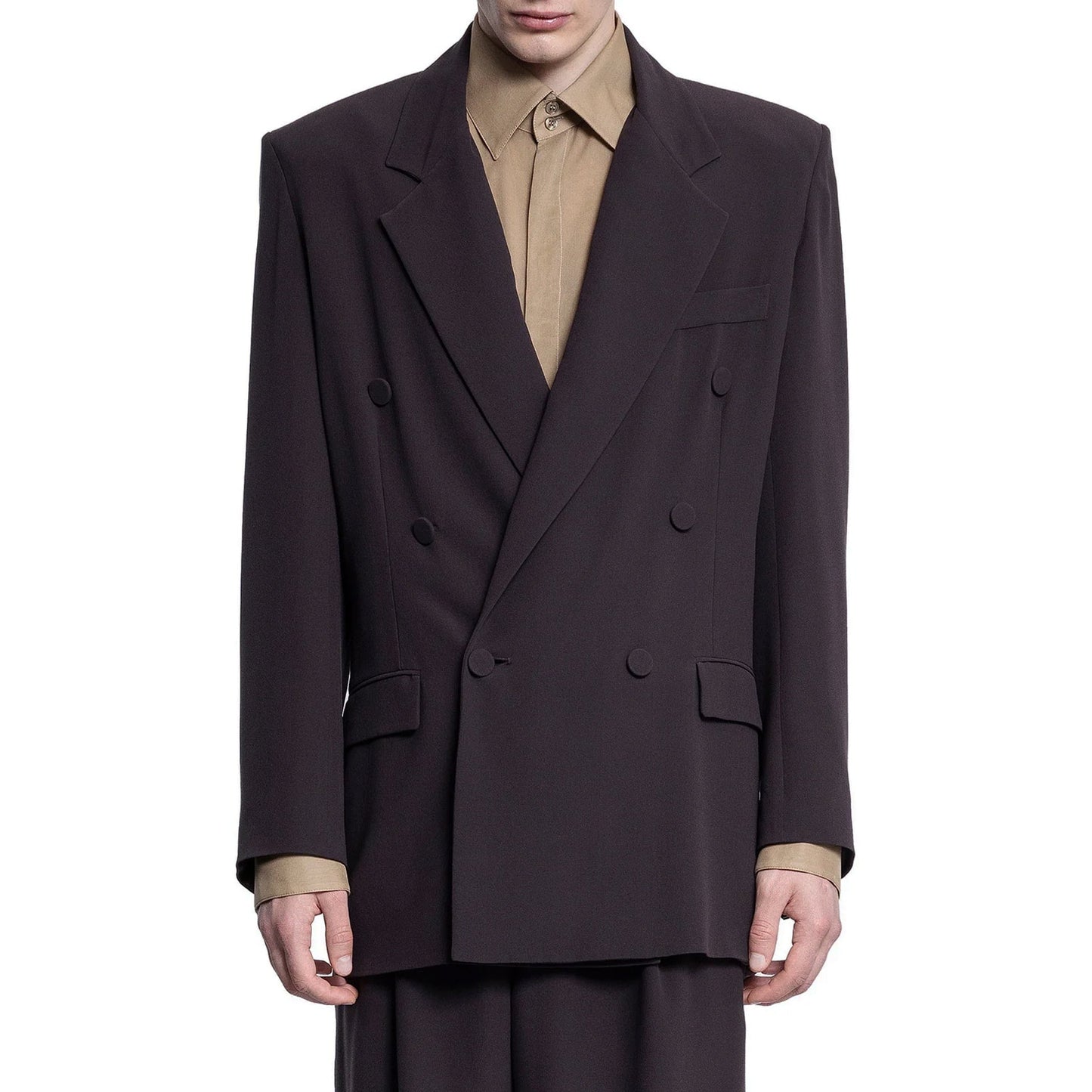 Saint Laurent Double-Breasted Silk-Crepe Blazer Men SAINT LAURENT