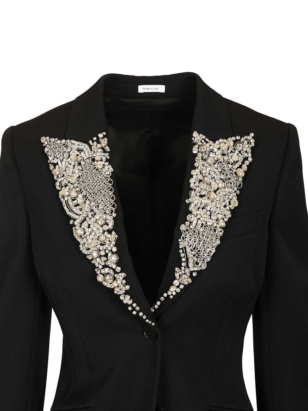 Mcqueen Women Single-Breasted Jacket With Chainmail-Style Embroidery ALEXANDER MCQUEEN