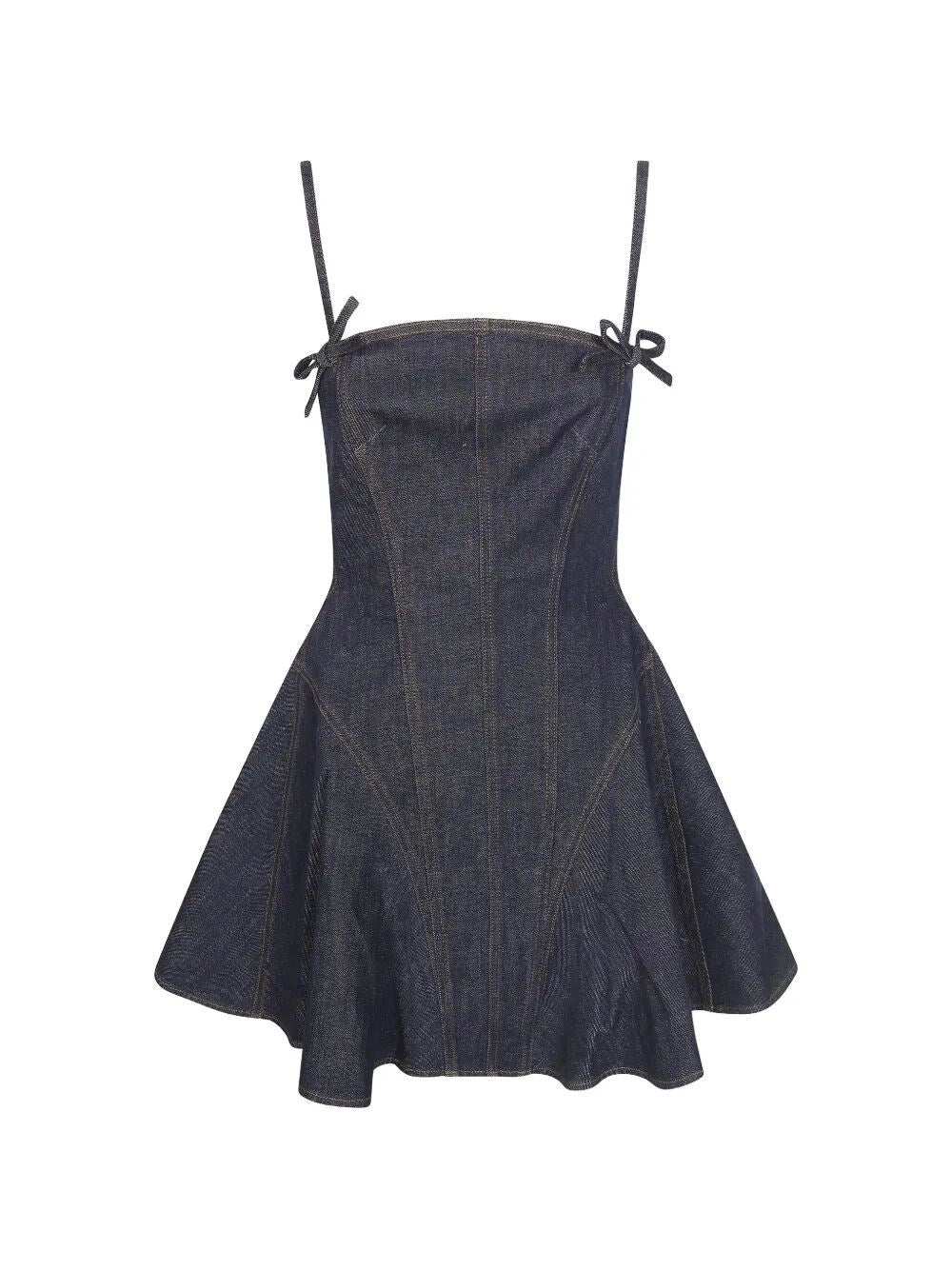 Self-Portrait Women Denim Bow Mini Dress SELF-PORTRAIT