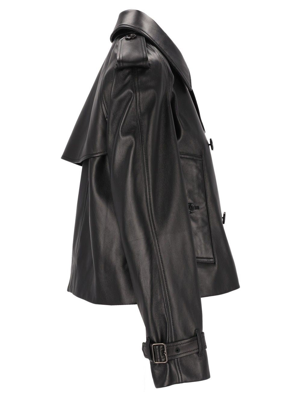 Burberry Women Mayfair Cropped Leather Trench Jacket BURBERRY