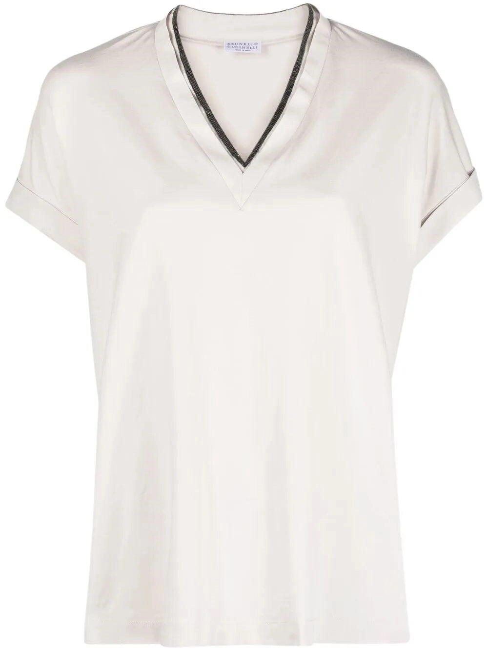 Brunello Cucinelli Women T-Shirt With `Precious` Neckline BRUNELLO CUCINELLI