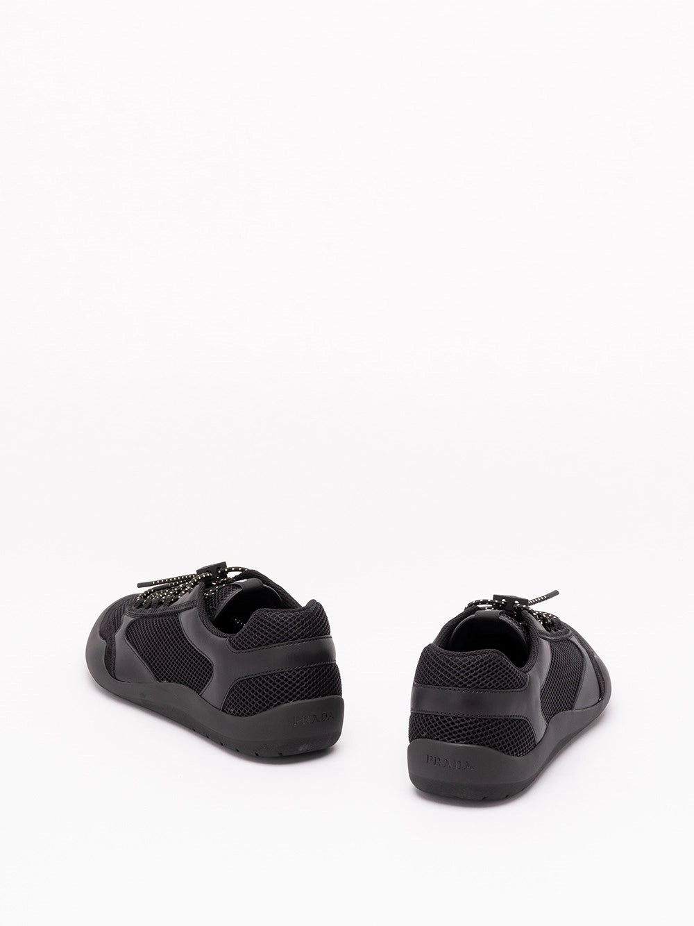 Prada Men Speedrock Leather And Mesh Sneakers