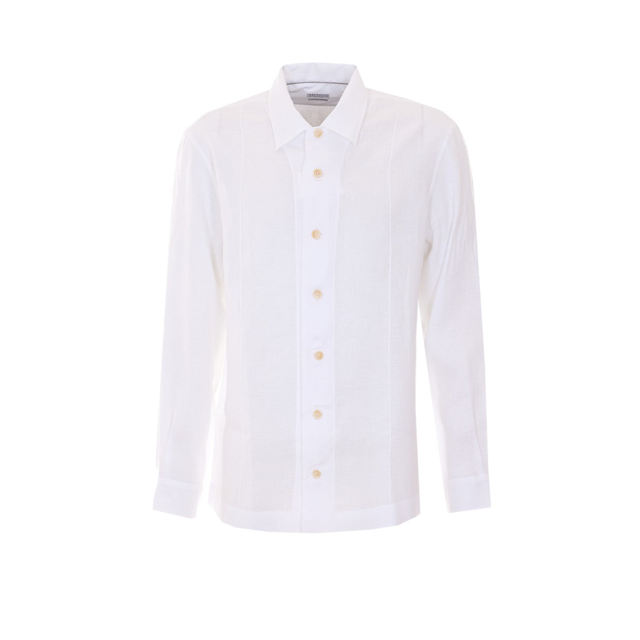 Brunello Cucinelli Men Easy Fit Linen Shirt With Crete BRUNELLO CUCINELLI