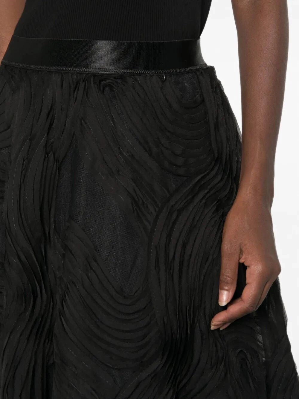 Nissa Women Voile Appliqué Tulle Midi Skirt NISSA
