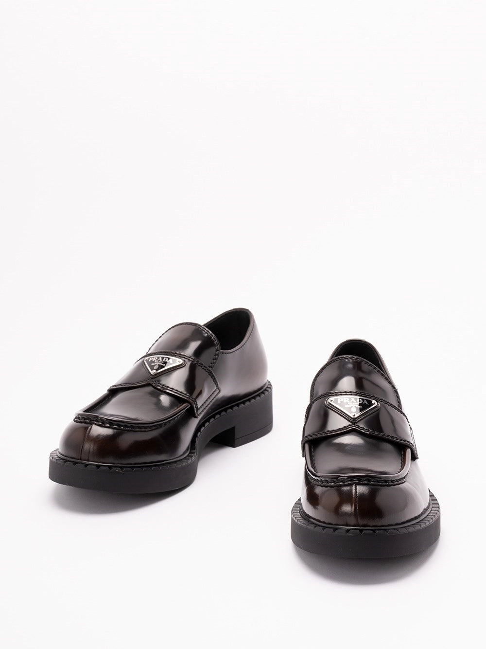 Prada Men Chocolate Brushed Leather Loafers PRADA