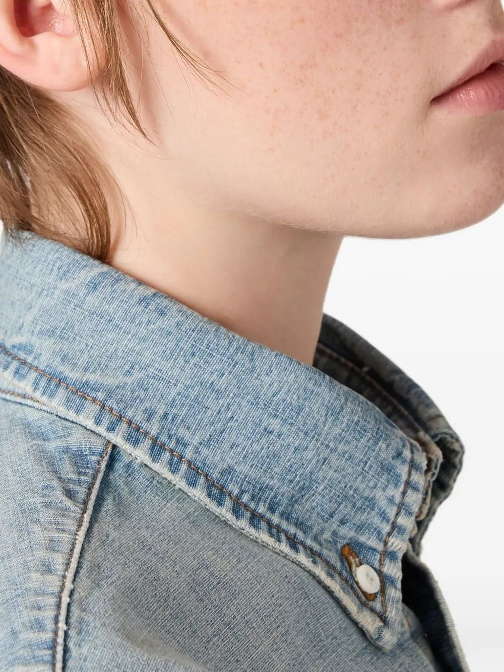 Miu Miu Women Long-Sleeved Chambray Denim Shirt MIU MIU