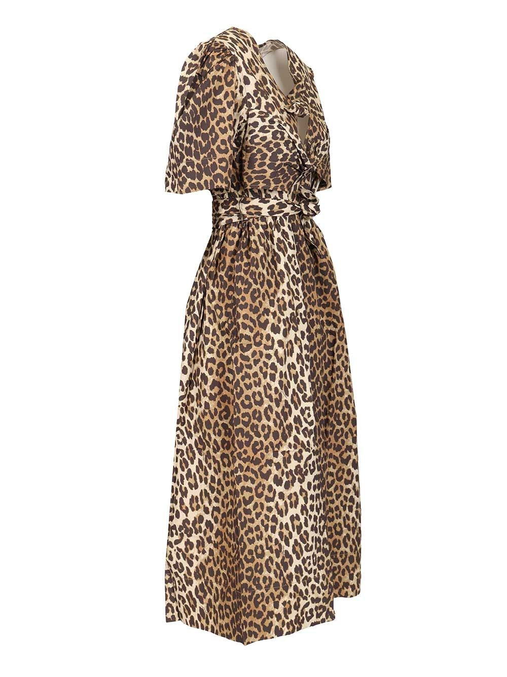 Ganni Women Leopard-Print Midi Dress GANNI