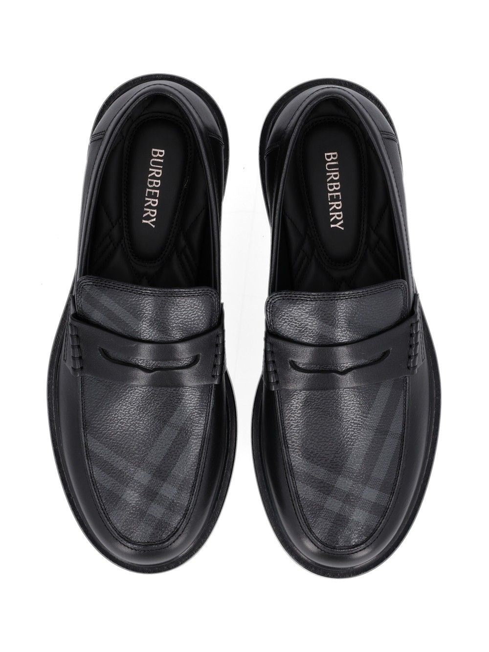 Burberry Men Pembroke Loafers In Leather And Check BURBERRY