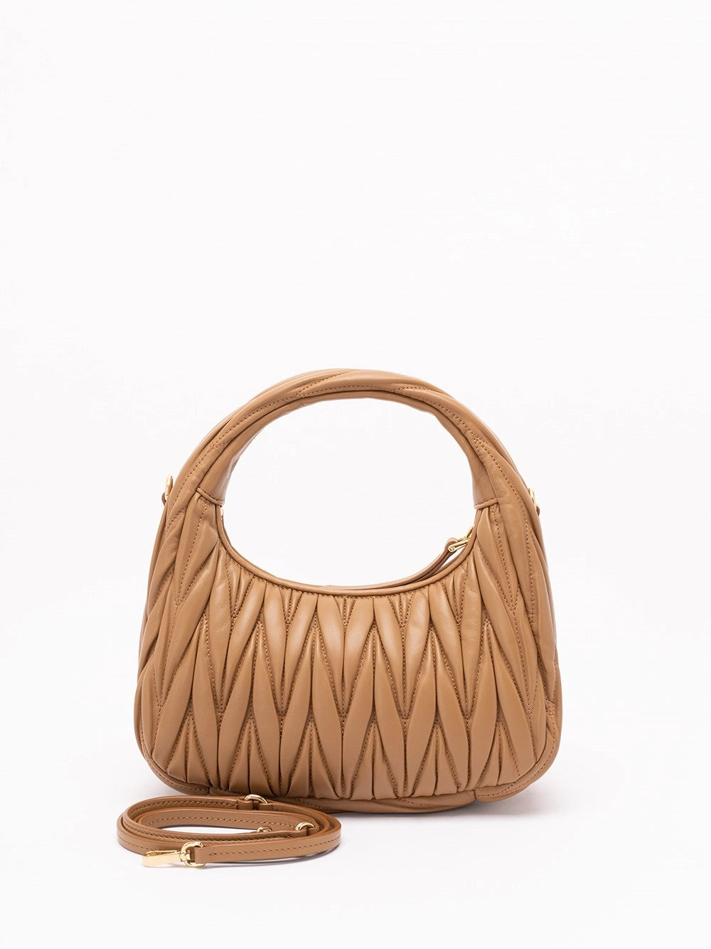 Miu Miu Women `Wander` Matelassé Leather Hobo Bag MIU MIU