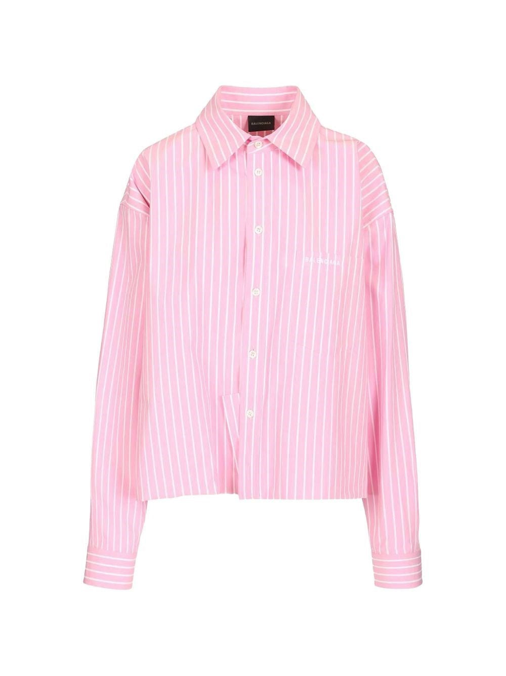 Balenciaga Women Folded Striped Cotton Shirt