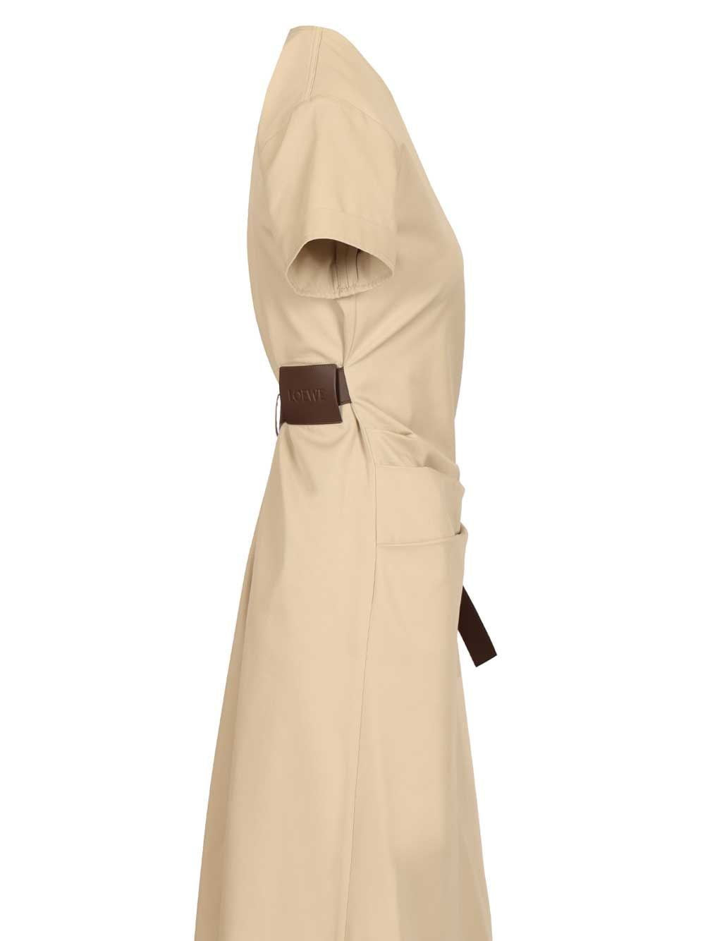 Loewe Women Belted Dress In Cotton And Silk LOEWE