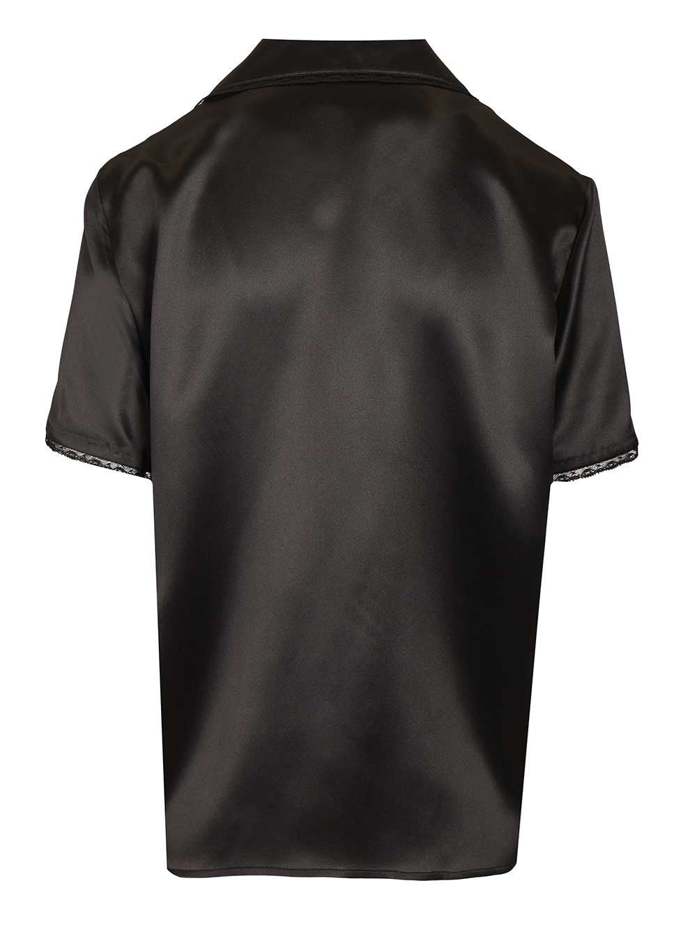 Saint Laurent Women Silk Satin Shirt With Lace Edges SAINT LAURENT