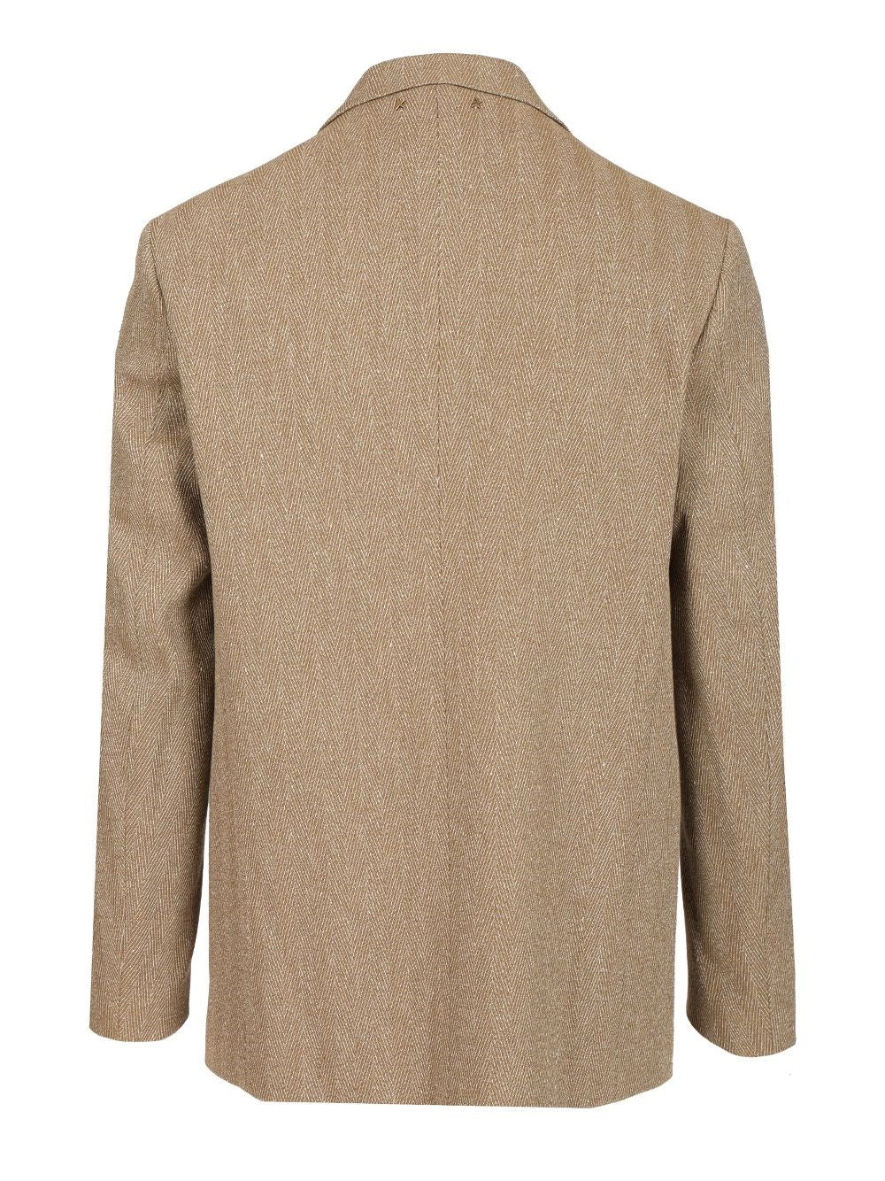 Golden Goose Men Single-Breasted Chevron Linen Blend Blazer GOLDEN GOOSE