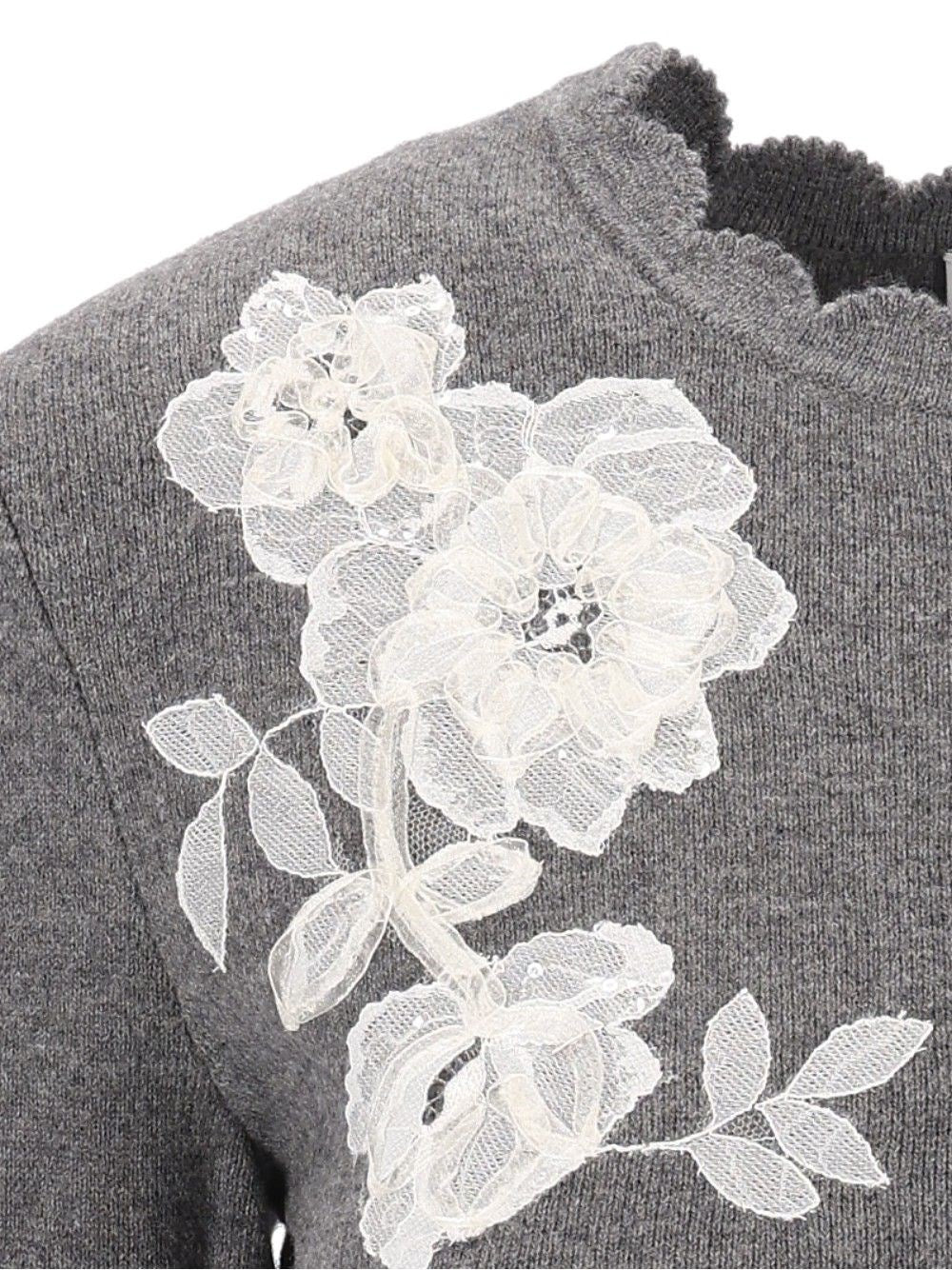 Self-Portrait Women Knit Cardigan With Lace Flowers SELF-PORTRAIT